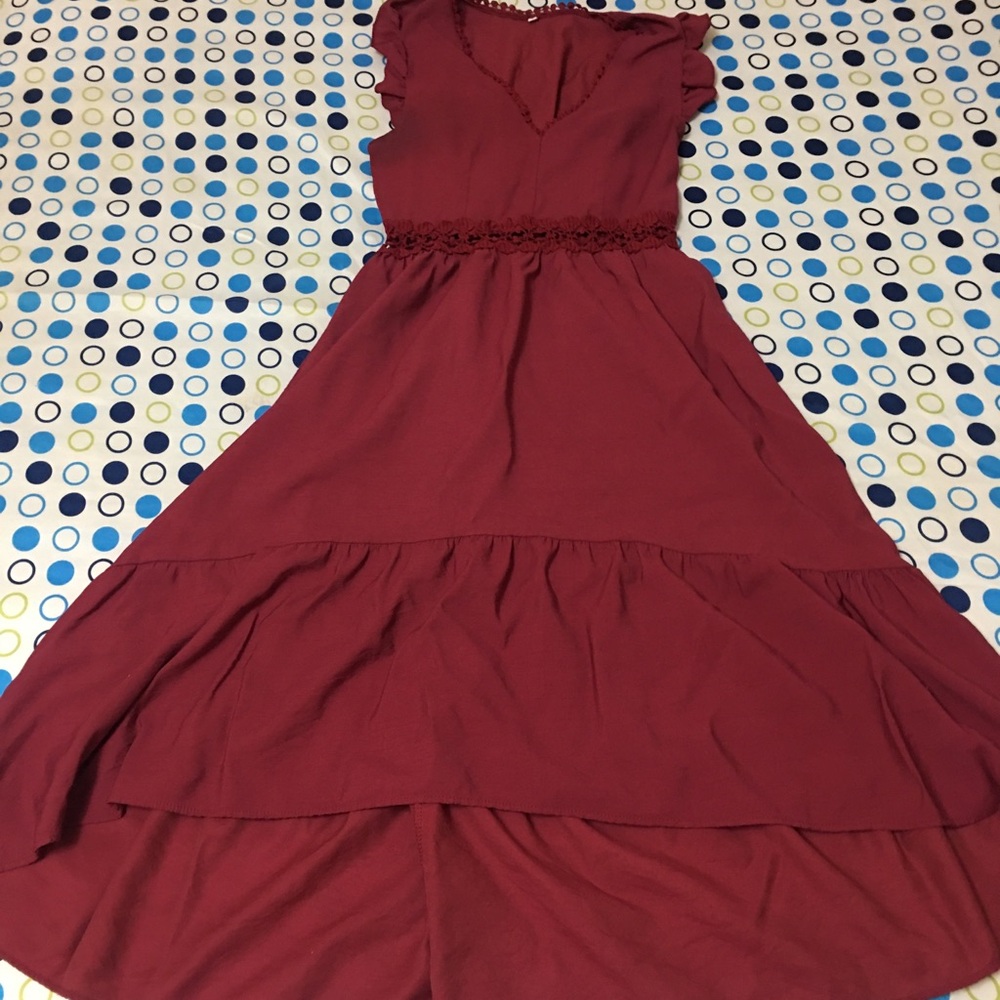 Elegant Burgundy Women's Dress